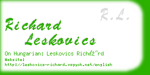 richard leskovics business card